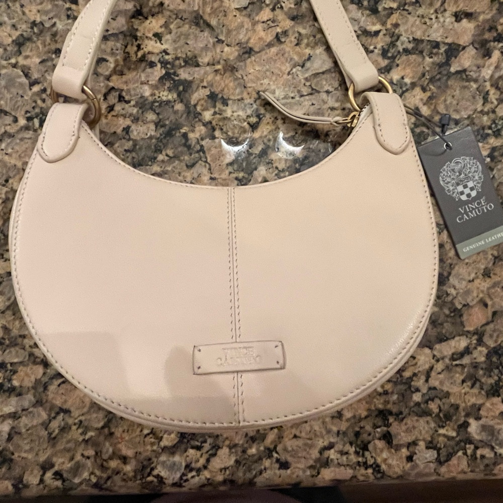 NWT half moon leather bag cream